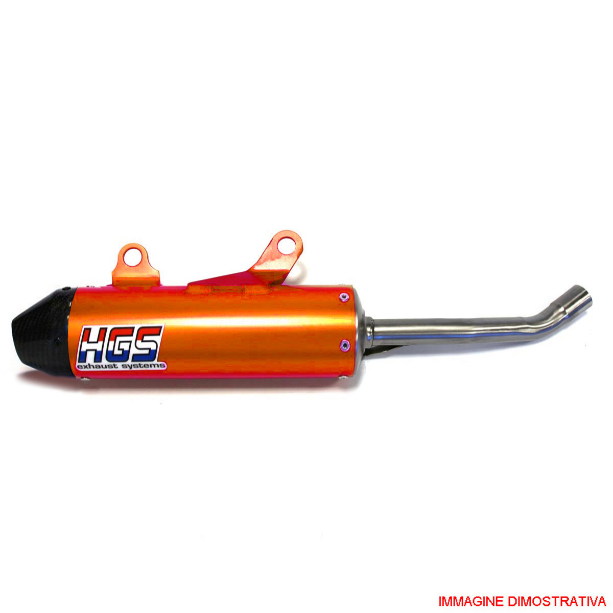 Silenziatore ovale HGS per motori 2 tempi HGS in alluminio arancio con fondello in carbonio per KTM SX 250 2017-2018