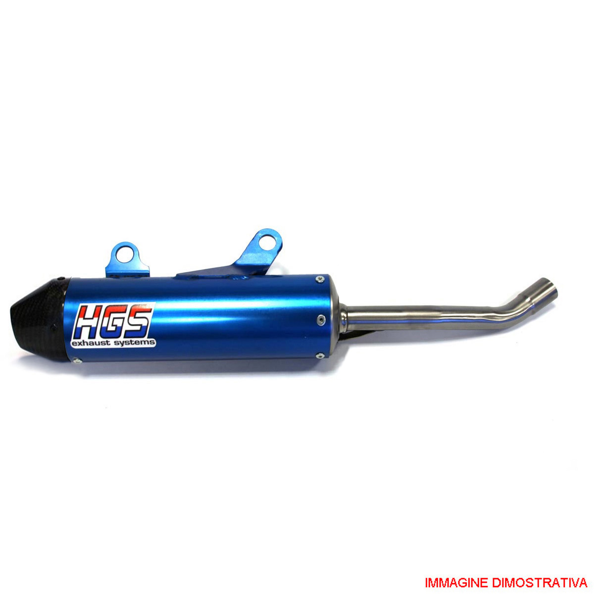 Silenziatore ovale HGS per motori 2 tempi HGS in alluminio blu con fondello in carbonio per KTM SX 250 2017-2018