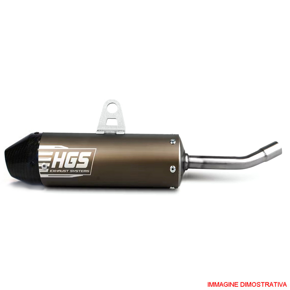 Silenziatore ovale HGS per motori 2 tempi HGS in alluminio grigio con fondello in carbonio per KTM SX 250 2017-2018