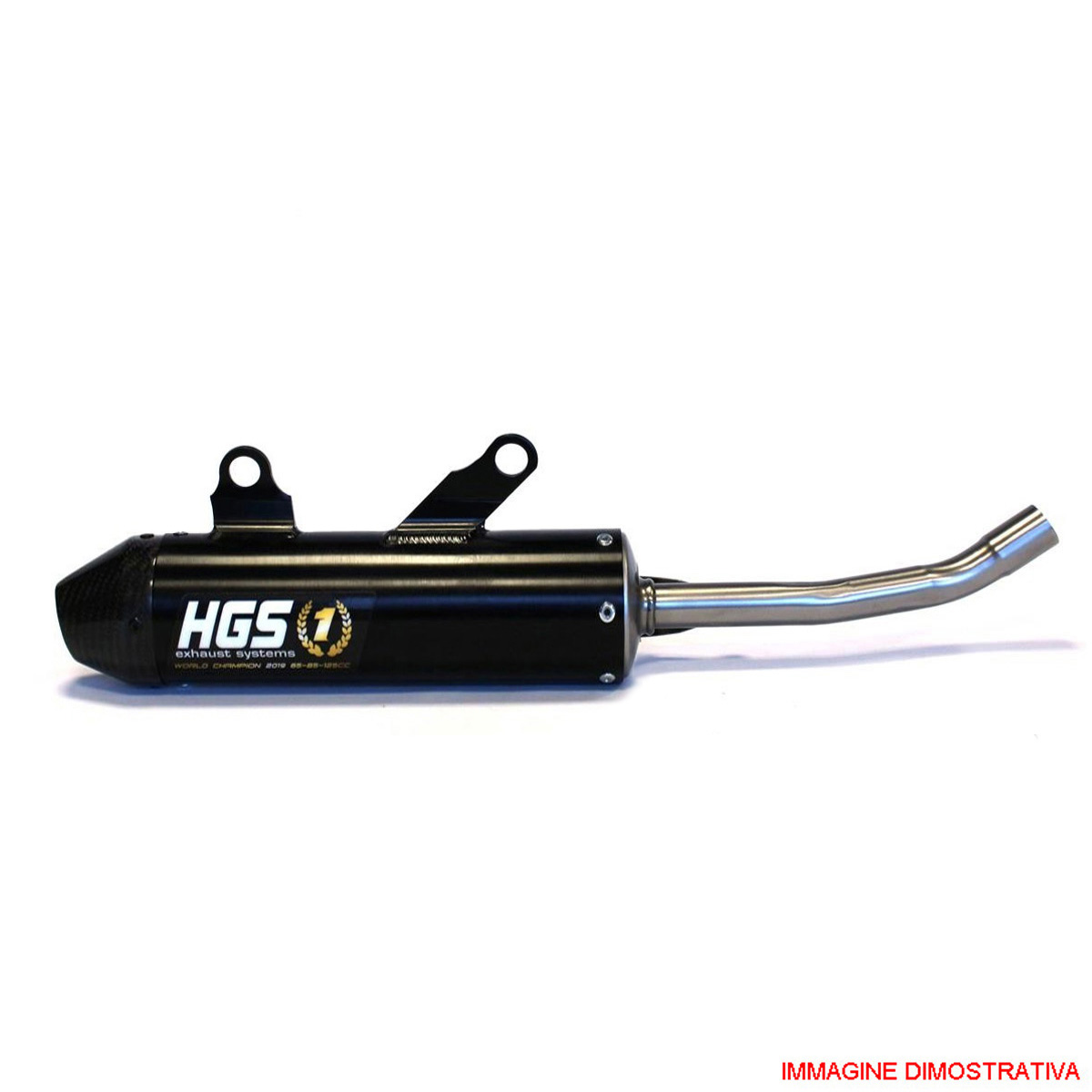 Silenziatore ovale HGS per motori 2 tempi HGS in alluminio nero con fondello in carbonio per KTM SX 250 2017-2018