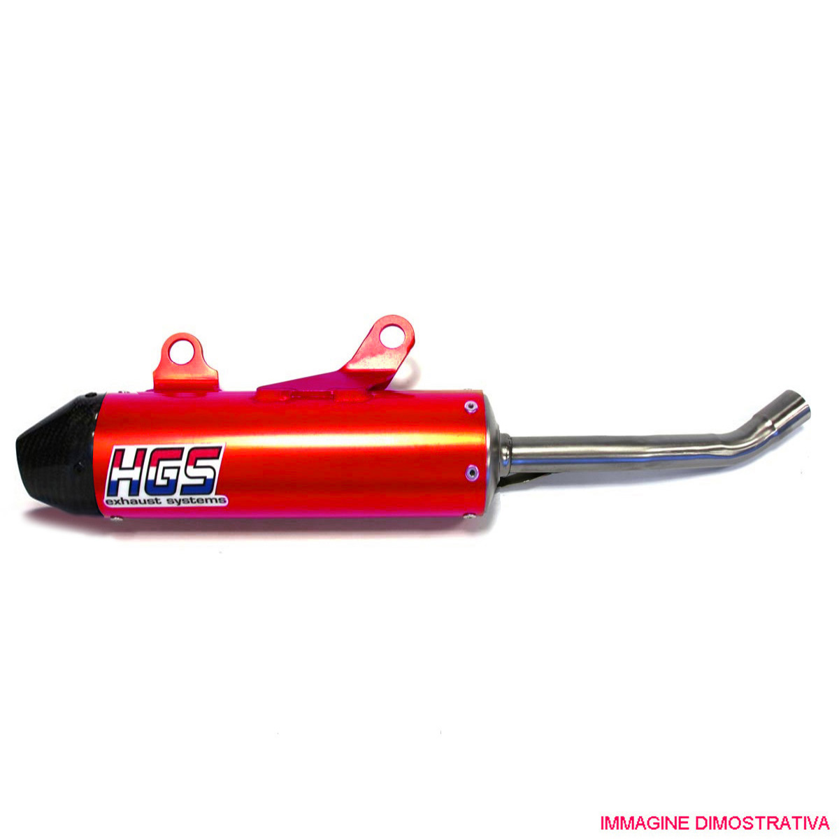Silenziatore ovale HGS per motori 2 tempi HGS in alluminio rosso con fondello in carbonio per KTM SX 250 2017-2018