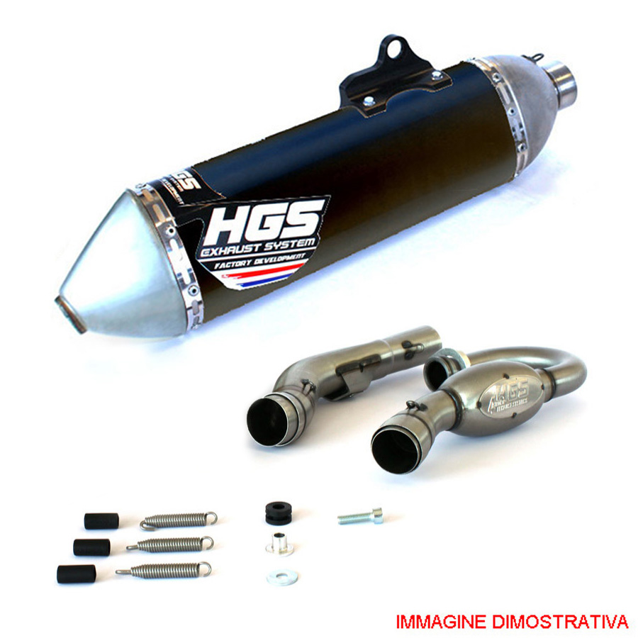 Scarico completo racing full titanium HGS con collettori in titanio e silenziatore alluminio nero con fondello in acciaio per FANTIC XXF 250 2021-2025