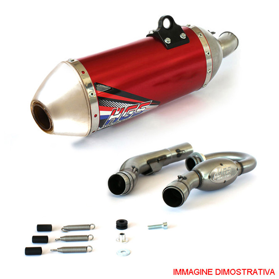 Scarico completo racing full titanium HGS con collettori in titanio e silenziatore alluminio rosso con fondello in acciaio per YAMAHA YZF 250 2019-2025