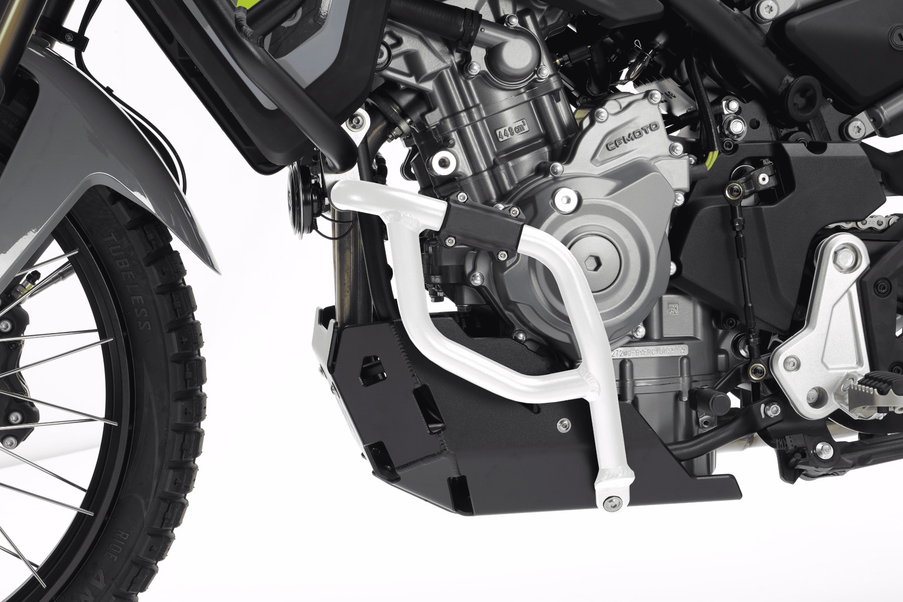 Crash bar inferiore in alluminio Bianco Isotta per CFMOTO 450 MT 2024-2025