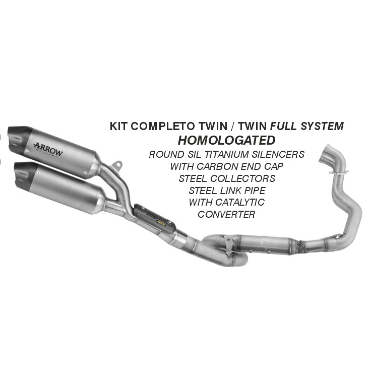 Scarico completo omologato Arrow con silenziatori Round-Sil Titanio fondello carbonio per SUZUKI GSX-8T 2025-2026