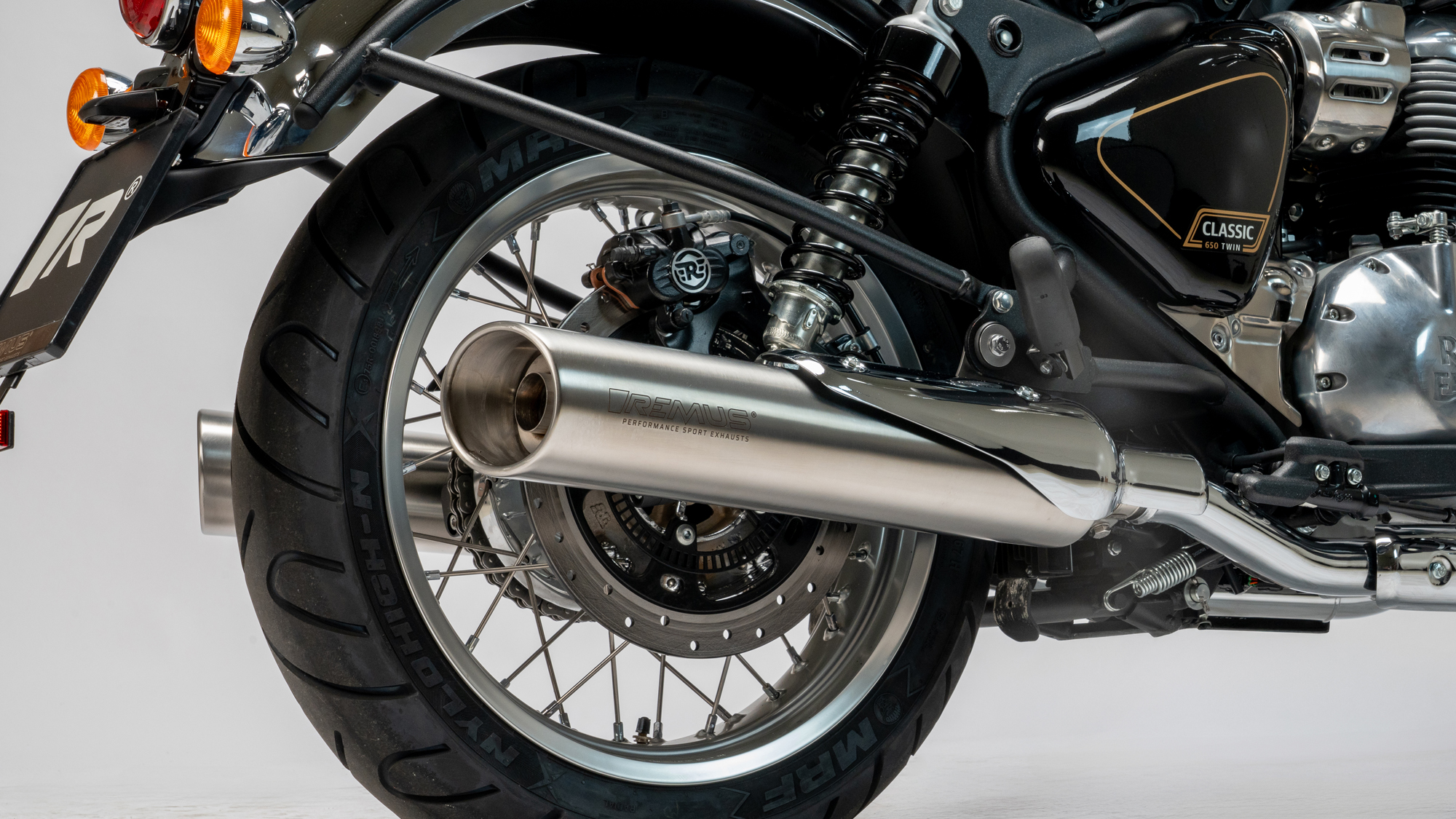 Coppia silenziatori Remus Custom acciaio satinato racing per ROYAL ENFIELD CLASSIC 650 2025-2026