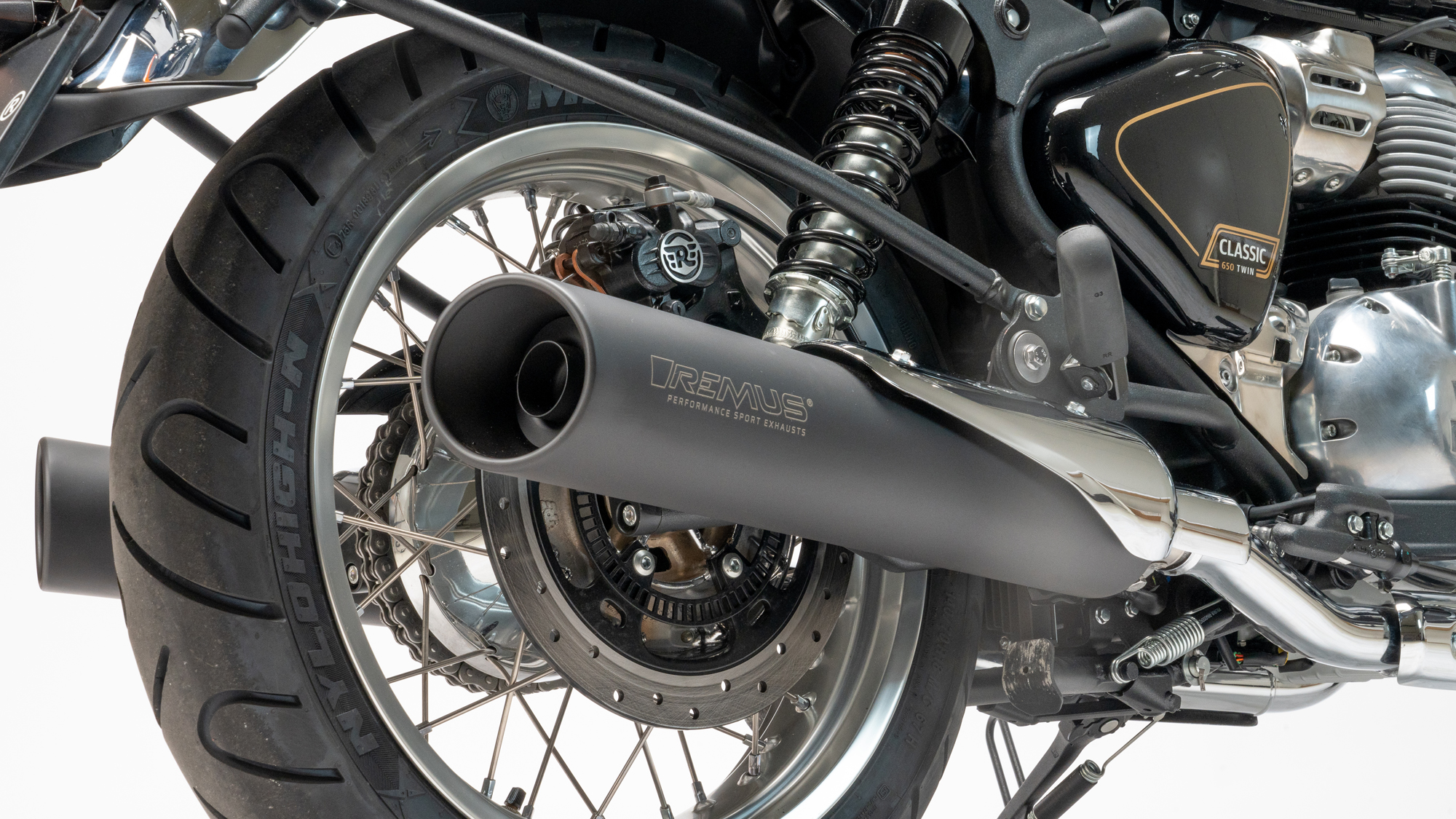 Coppia silenziatori Remus Custom acciaio nero racing per ROYAL ENFIELD CLASSIC 650 2025-2026