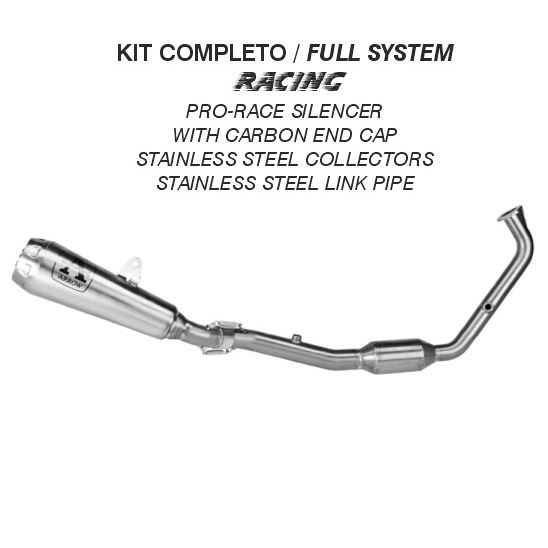 Scarico completo racing Arrow con terminale Pro-Race Nichrom fondello acciaio per YAMAHA YZF 125 R 2025-2026