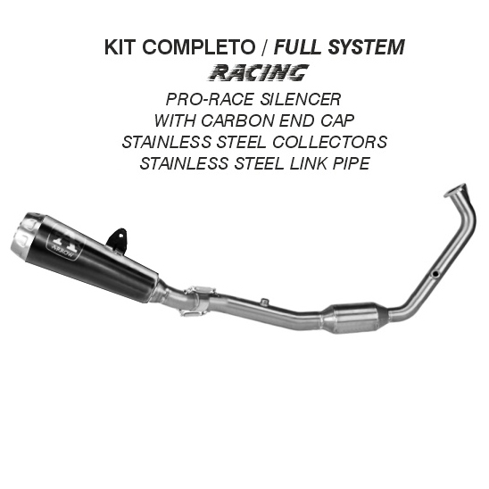 Scarico completo racing Arrow con terminale Pro-Race Nichrom Dark fondello acciaio per YAMAHA YZF 125 R 2025-2026