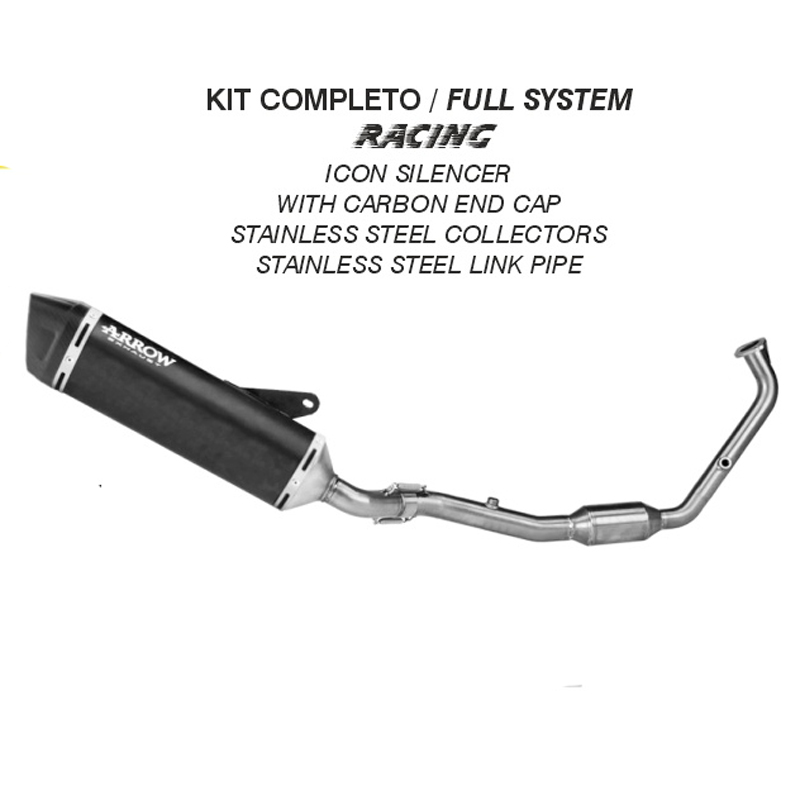 Scarico completo racing Arrow con terminale Icon Alluminio Dark per YAMAHA YZF 125 R 2025-2026