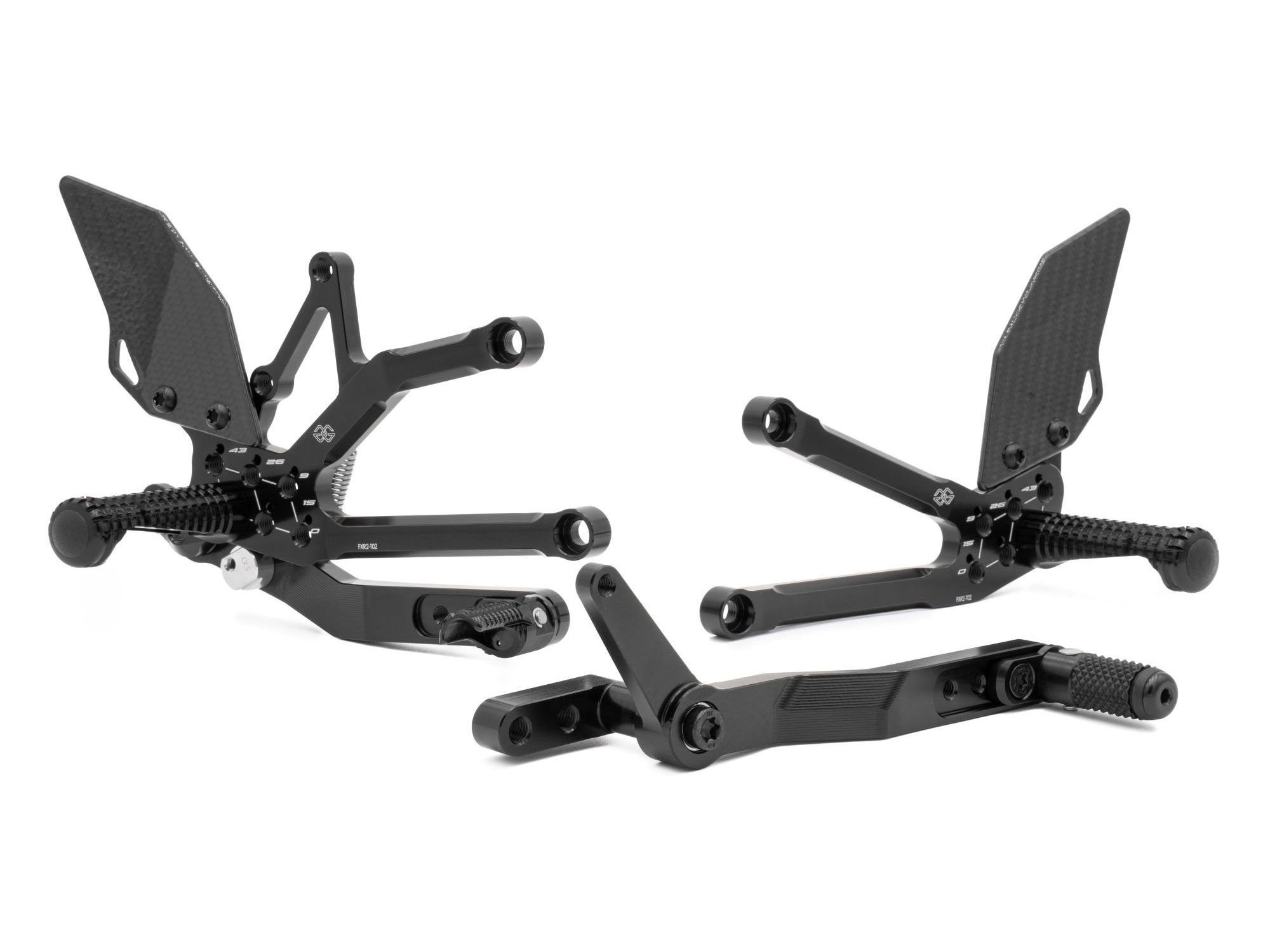 Gruppo Pedane Gilles Tooling FXR2 Nero Racing per TRIUMPH DAYTONA 660 2024-2025