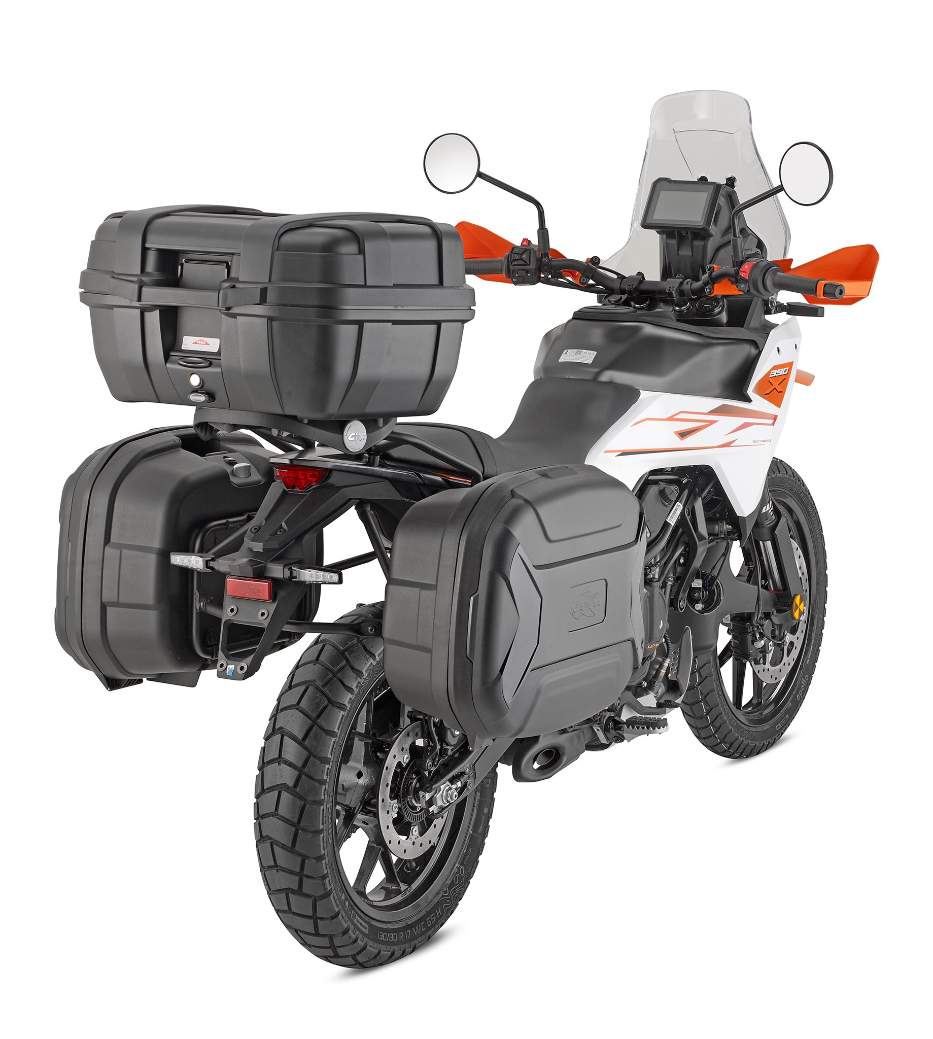 Portavaligie laterale specifico Kappa KL ONE-FIT configurato per valigie MONOKEY per KTM 390 ADVENTURE 2025-2026