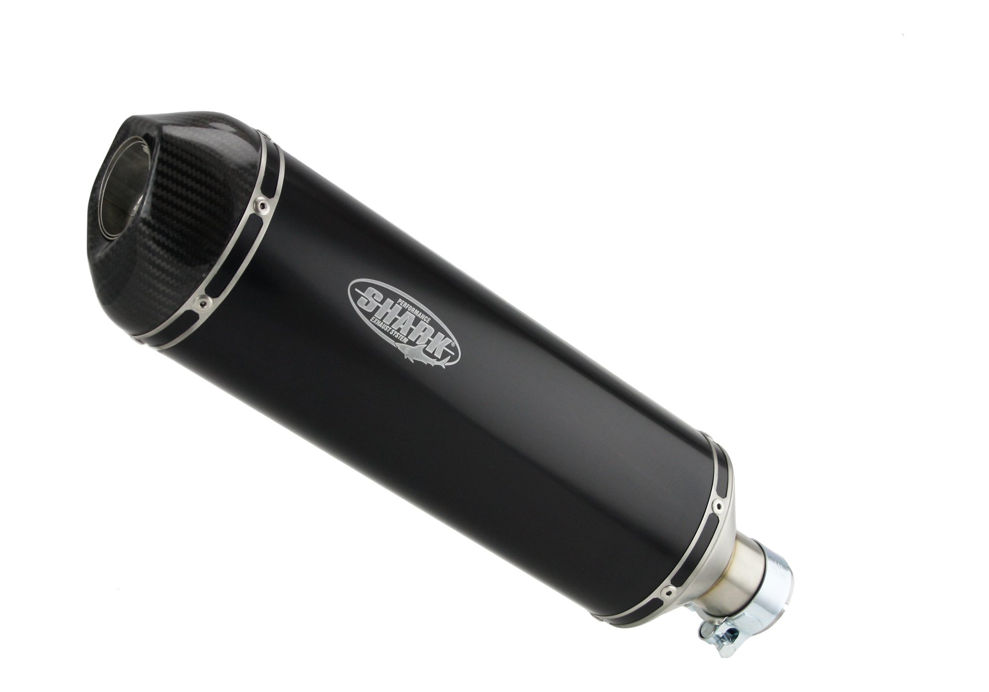 Silenziatore omologato Shark DSX-7 acciaio nero con fondello in carbonio per SUZUKI V-STROM 800 DE 2023-2026