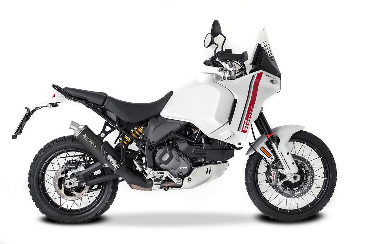 Silenziatore omologato HP Corse SP-1 EVO Short Black Titanium per DUCATI DESERT X 2022-2024