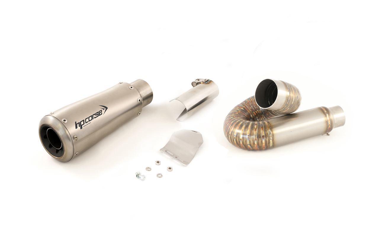 Silenziatore Racing HP Corse GP-07 Satin con Db-Killer con Ghiera e Raccordo a Chiocciola per DUCATI MONSTER 797 2017-2020