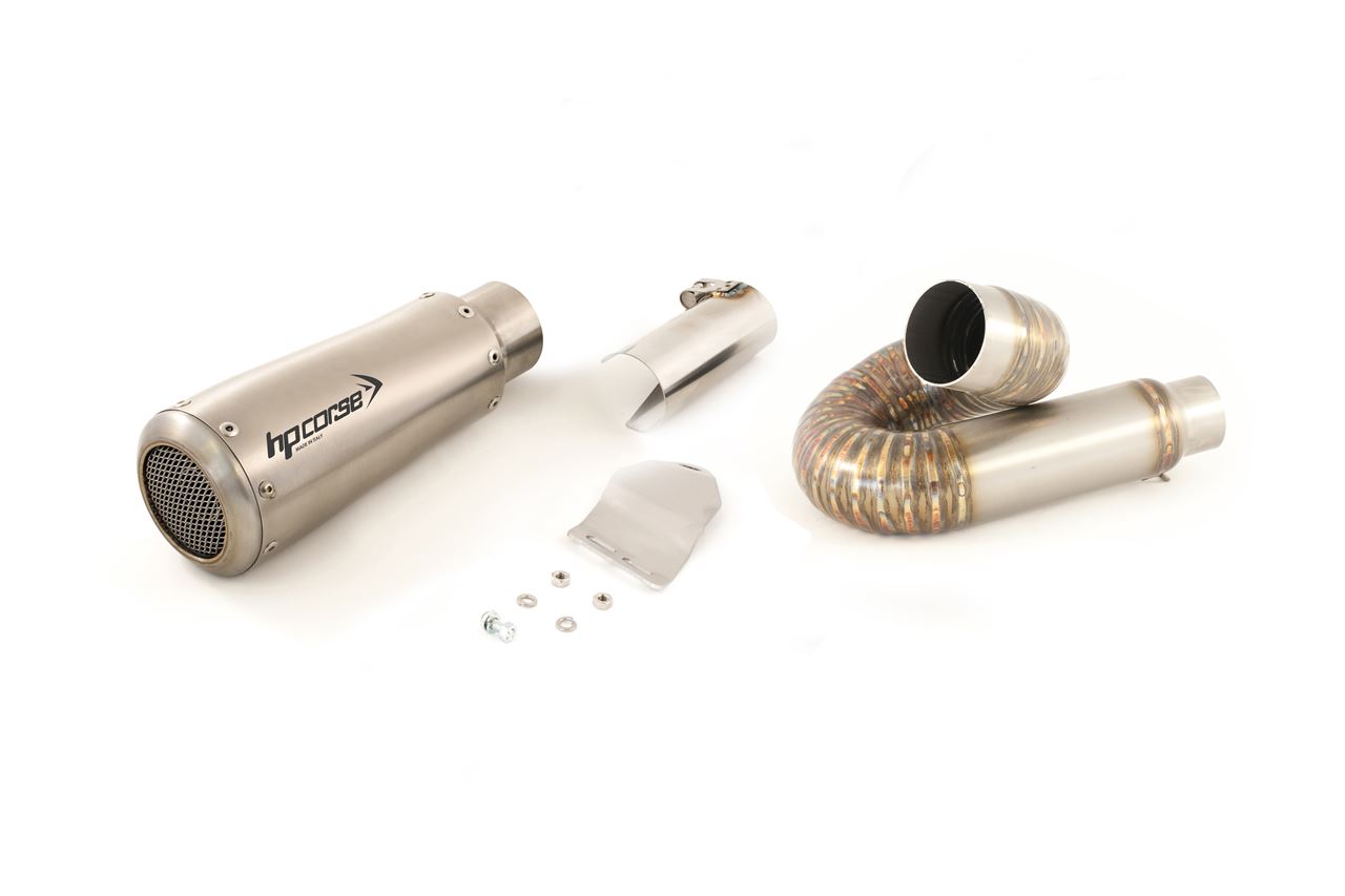 Silenziatore Racing HP Corse GP-07 Satin Db-Killer con Rete e Raccordo a Chiocciola per DUCATI MONSTER 797 2017-2020