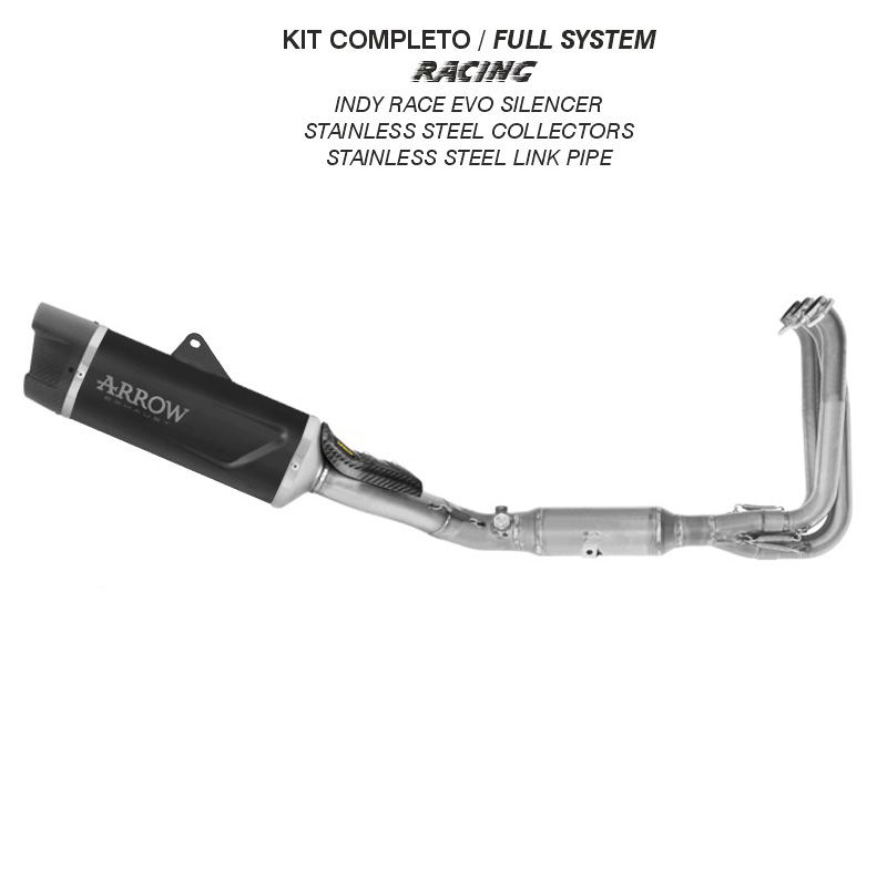 Scarico completo Arrow con terminale racing Arrow Indy-Race Evo Alluminio Dark fondello carbonio per CFMOTO 675 NK 2025-2026